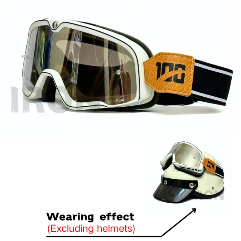 Gafas clásicas, gafas Vintage para motocicleta, gafas blancas para moto de cross, casco abierto para carreras de Motocross, gafas de seguridad para esquí y moto de nieve