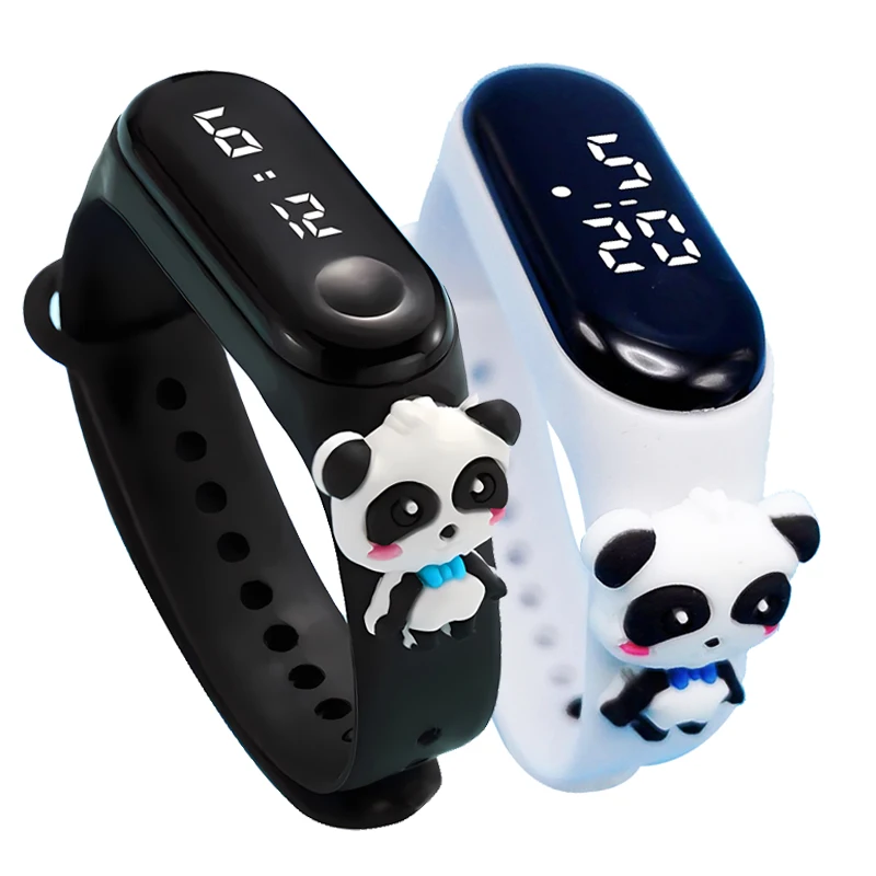 2024 New Boys Girls Children Electronic Watch Cute Panda Toy Waterproof Smart Touch LED Sports Kids Digital Watches Bracelet