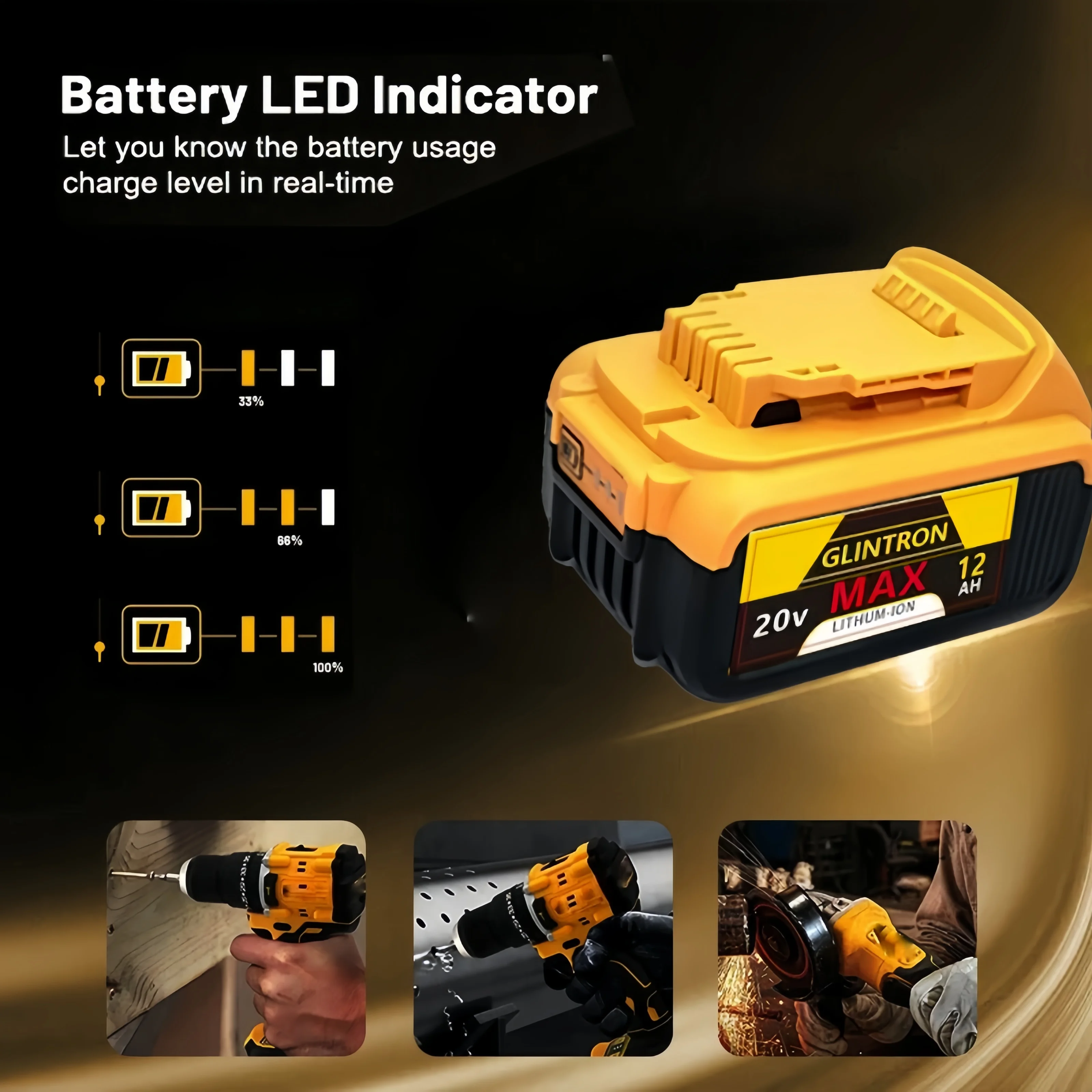 Pro DeWalt 20V 8/12/18AH MAX Li-ion baterie pro DeWalt DCB547-XJ DCB200/DCB201 pro baterie pro nářadí Flexvolt Náhradní baterie - náhled 2