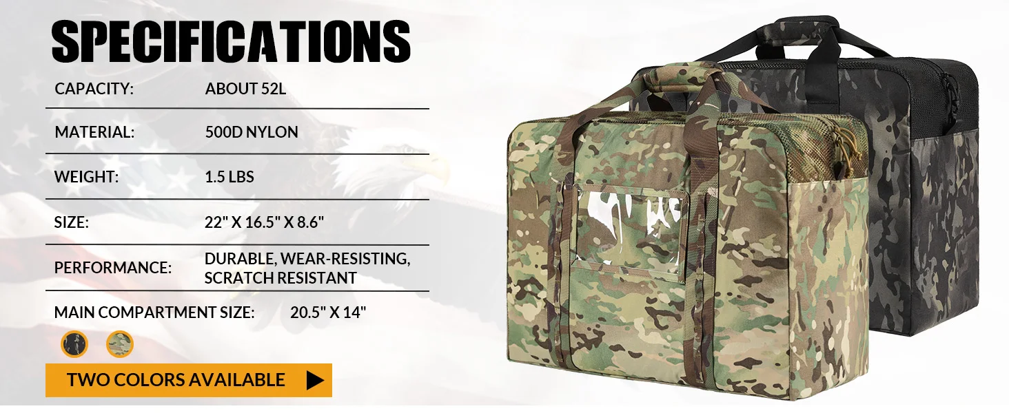 VOTAGOO Taktische Kugelsichere Weste & Ausrüstungstasche, Große Kapazität 52L für Outdoor-Jagd-Training und Aufbewahrung – Detail 2