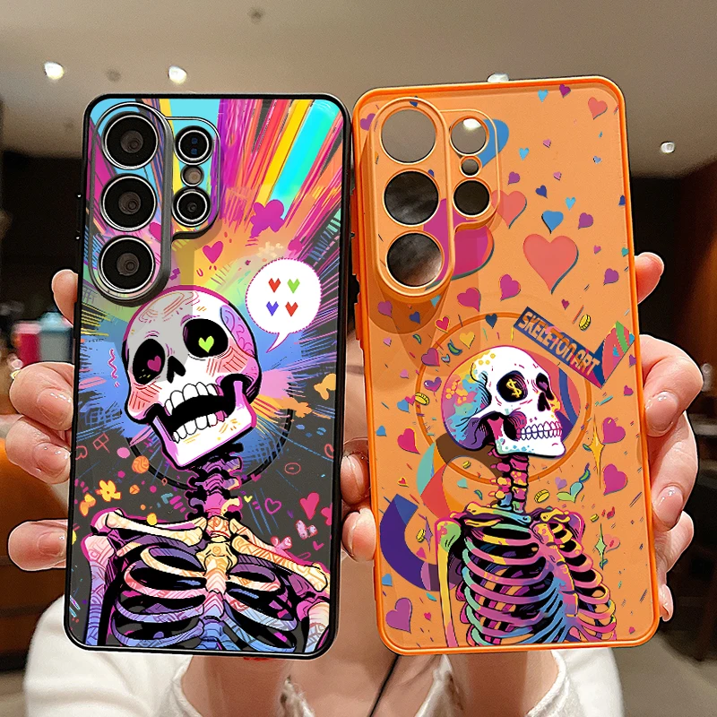 Magnetische Handyhülle mit seltsamem Totenkopfmuster für Samsung Galaxy S26 S25 S24 S23 Ultra S25 FE A57 A56 A37 A17 A55 A26 A36 A35 Cover