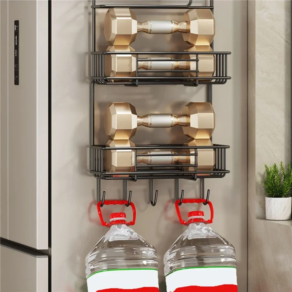 Fridge Side Organiser Wall Mounted Simple Organiser Kitchen Rack Kitchen Towel Bottle Spice Organiser