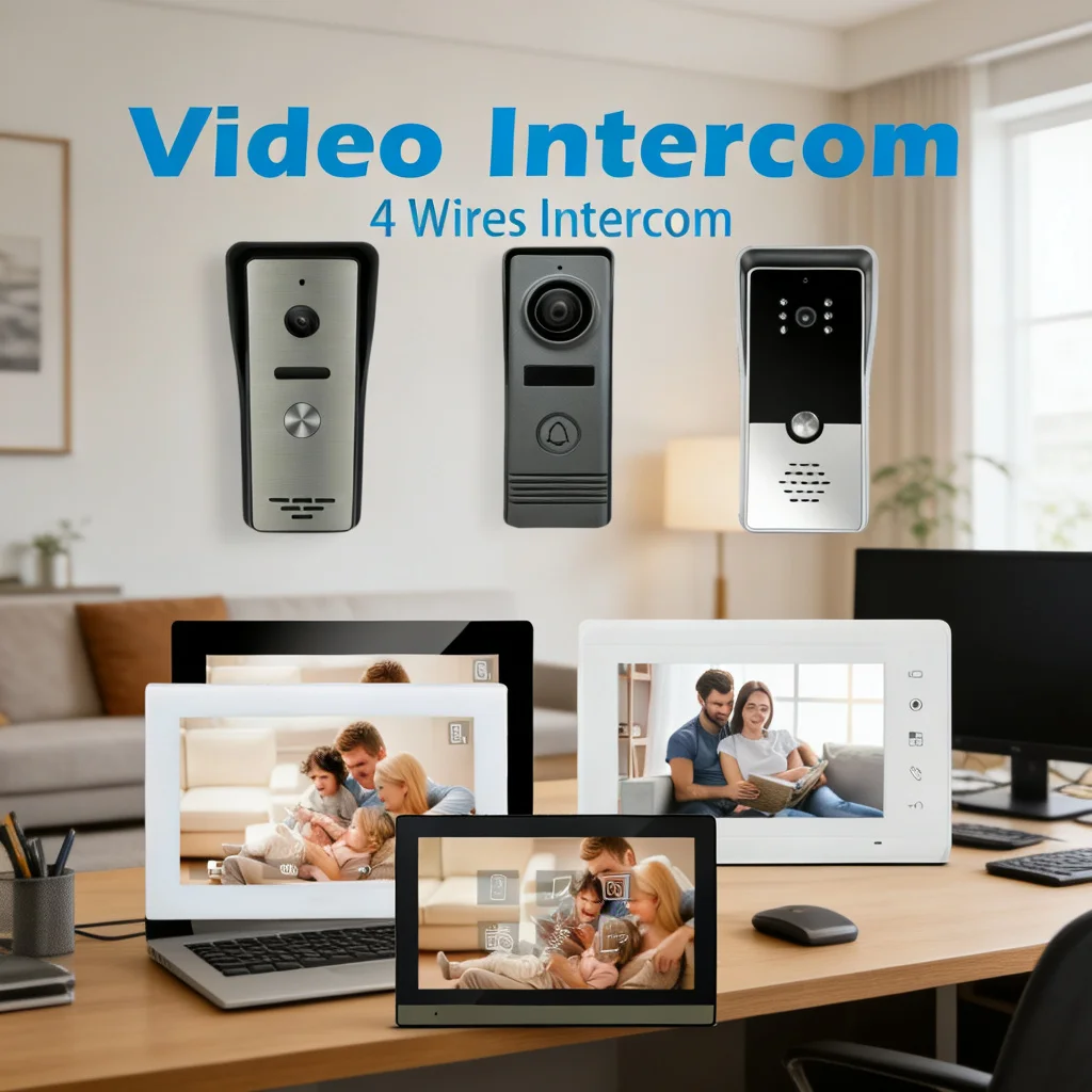 7 Inch Video Intercom System HD 1000TVL IP65 Waterproof Door Bell Camera Remote Unlock Night Vision Wall Mount Kit