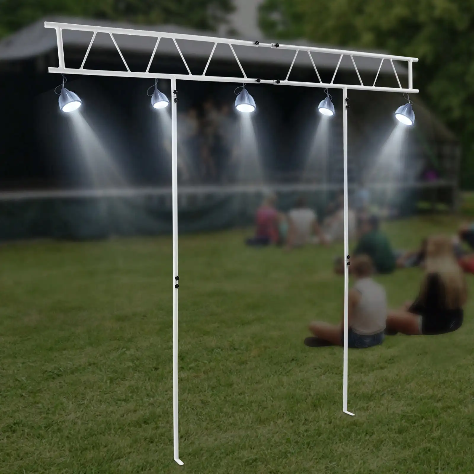 88*98.5in Portable Lighting Bar Support, DJ Light Stand, Lighting Bar Fixture Stand White