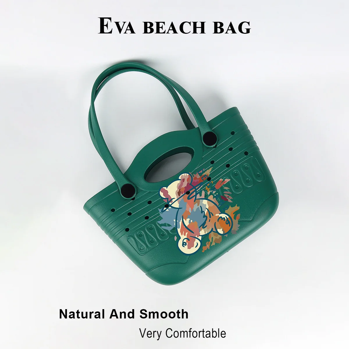1 Piece of Cool and Trendy Bear-Printed Eva Beach Bag, Waterproof and Durable, Suitable for Daily Use at the Beach or by the Sea, Large Capacity Tote Bag That Can Hold Items Such as Mobile Phones, Books, Swimsuits, Etc., Suitable for Travel, Vacation, Daily Shopping, and Commuting, Versatile for All Seasons