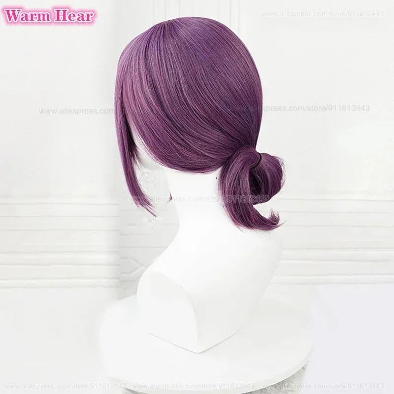 COS Reze الاصطناعية طويلة 45 سنتيمتر الأرجواني تأثيري أنيمي و المختنق مقاومة للحرارة الشعر هالوين شعر مستعار للحفلات + غطاء شعر مستعار