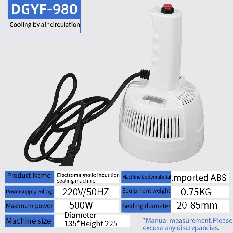 220V50HZ 500W/1000W ABS 수동 전자기 유도 씰링 기계, 적합한 병 직경 20-100mm