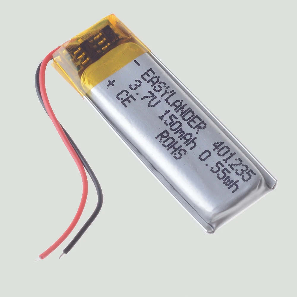 401235   3,7 V 150 mAh wiederaufladbarer Lithium-Li-Ionen-Polymer-Akku für MP3-Bluetooth-Headset, DVR, kleiner Lautsprecher 381235 401135 041235