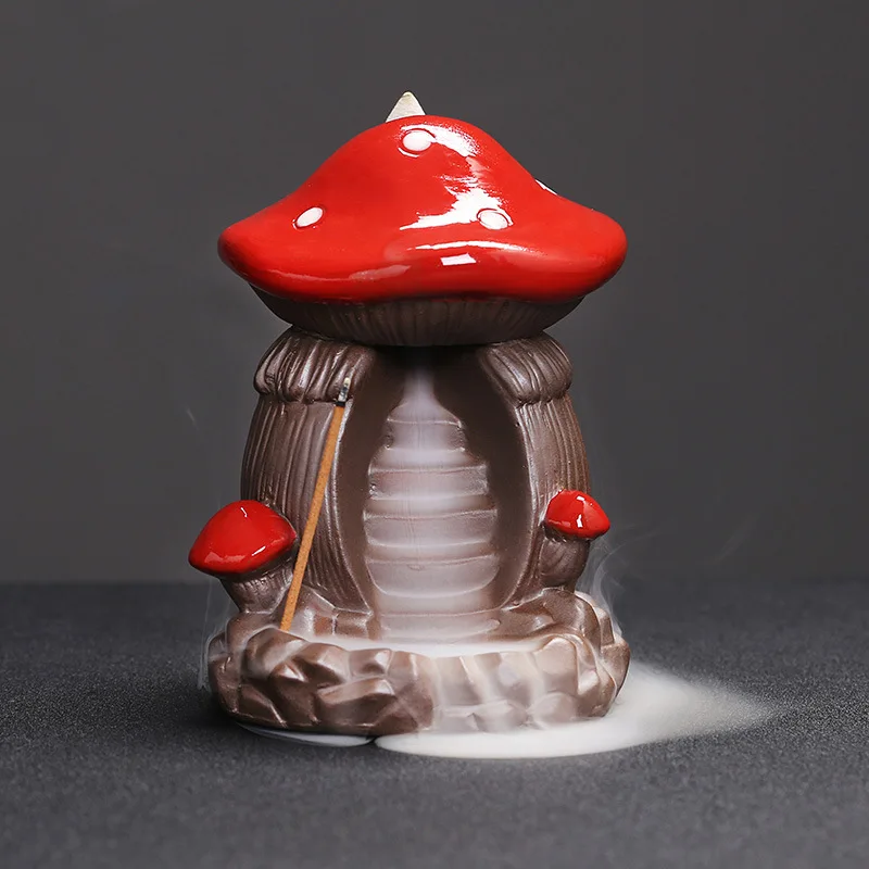 

Mushroom Shape Backflow Incense Burner Meditation Gifts Home Decor Incense Stick Holder Ceramic Censer Holder Crafts Ornaments