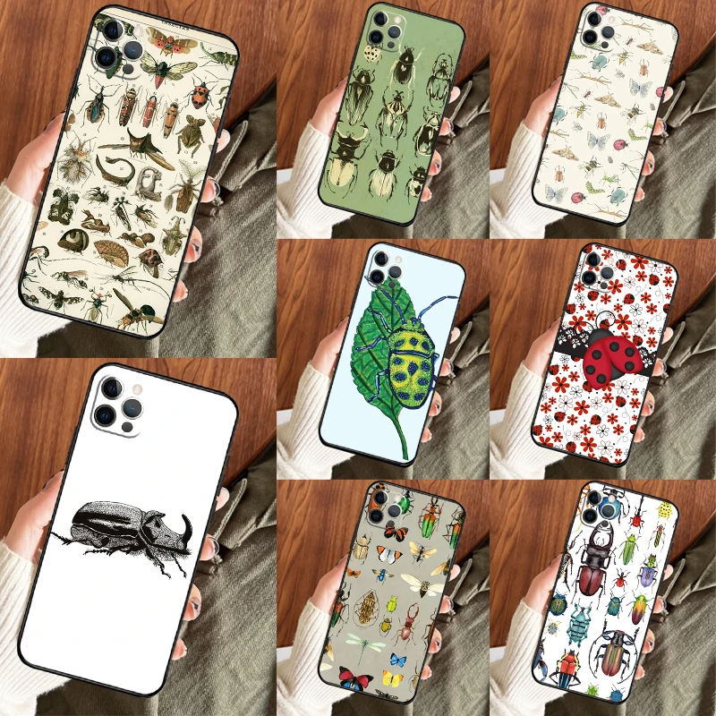 Beetles Insects Phone Case For iPhone 11 12 13 14 15 16 Pro Max Back Cover For iPhone X XS Max XR Plus