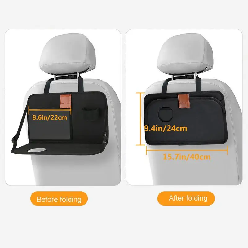 Bolsa de almacenamiento para asiento trasero de coche, organizador de asiento trasero con múltiples bolsillos y bandeja plegable para tableta, organizador de almacenamiento de gran capacidad