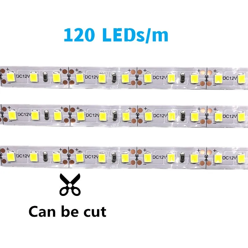 5M 600LEDs LED Strip SMD 2835 DC12V 120LEDs/m Home Lamp Strip Warm White Blue Red Green Flexible And Cuttable Soft Lamp Bar