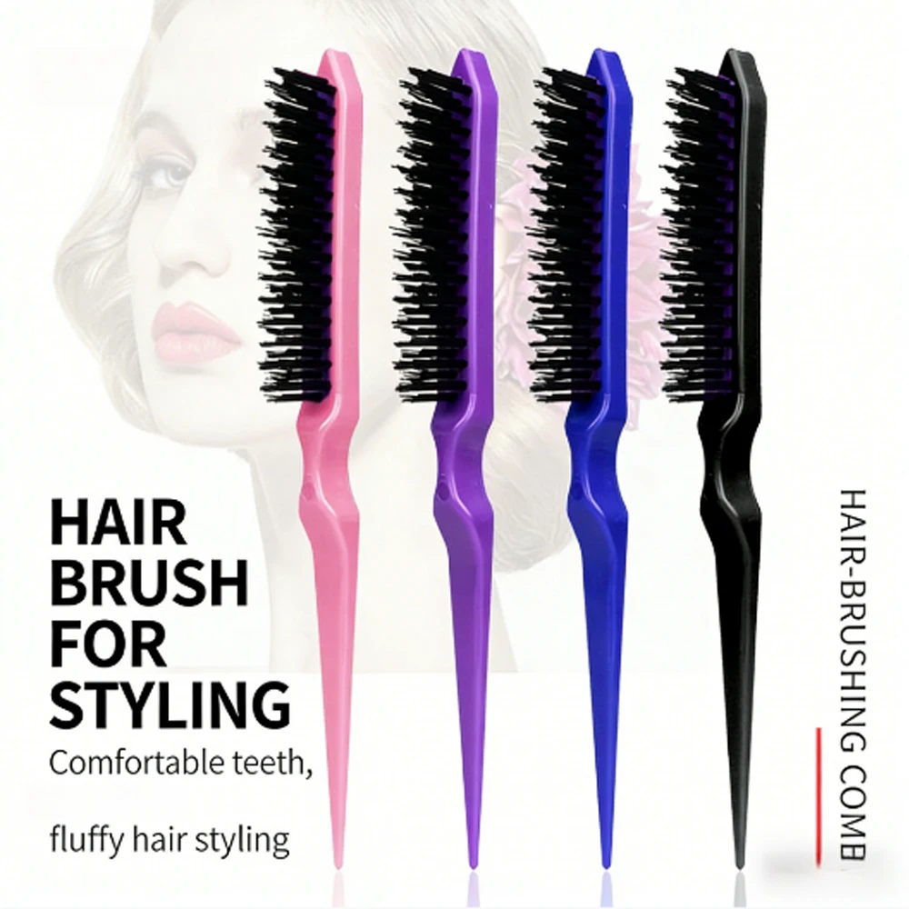 

1/5pcs Hair Teasing Brush, Black Pink Salon Back Combing Brush Rat Tail Teasing Hair Brush Nylon for Back Combing Styling Tool