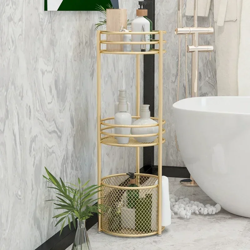 Scandinavian Bathroom Storage Stand Elegant Floor-to-Ceiling Iron Shelf Multi-Storey Design for Efficient Organization