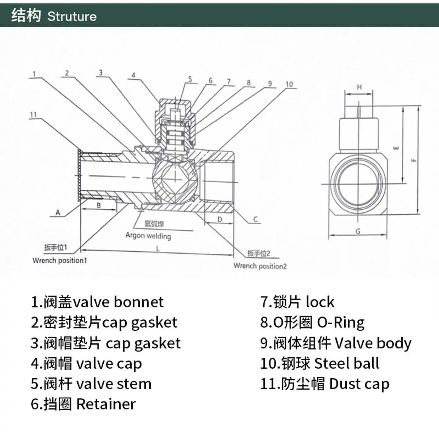 Hongsen NPT Stainless Steel Ball Valve Single and Double Safety Valve Base Refrigeration Ball Valve Internal and External Thread