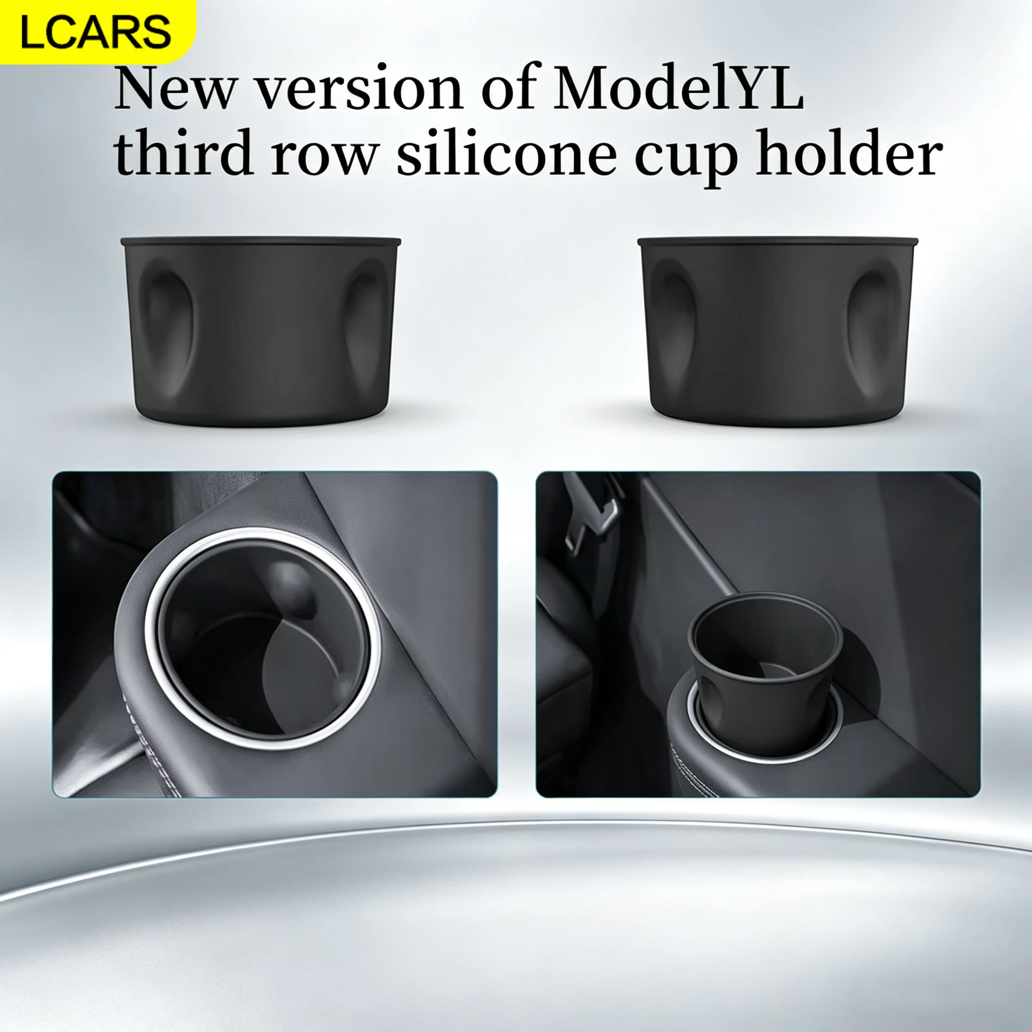 Lcars Is Suitable for the Updated Version of Tesla Model Y/Yl/3 Rear Seat Cup Holder Limiter, Central Console Cup Slot Silicone Dustproof and Anti-Slip Mat