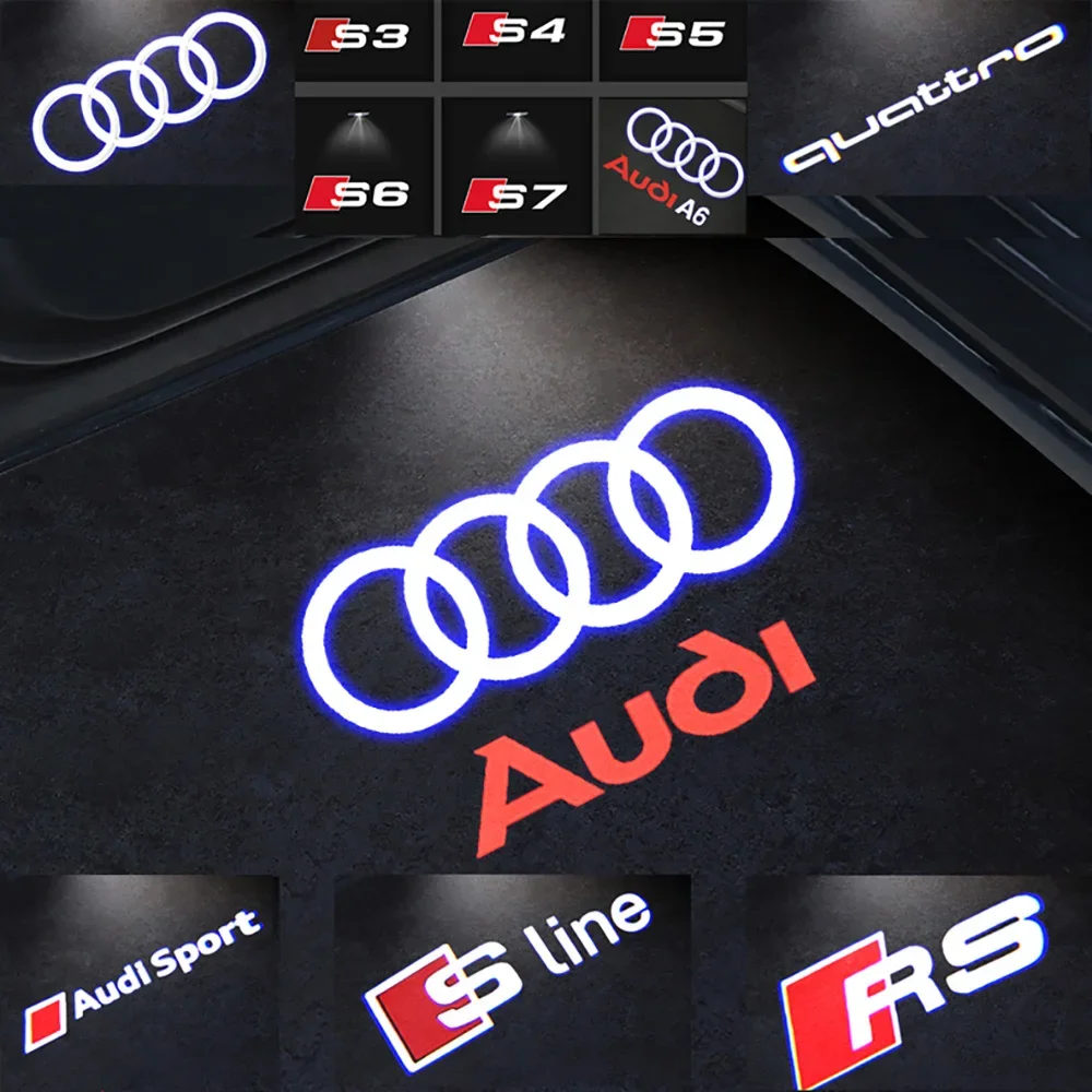 Oświetlenie powitalne z logo drzwi samochodu do Audi A4 B5 B6 B7 B8 B9 A1 A3 8V 8P 8L A6 C5 C6 C7 A5 A7 A8 Q3 Q5 Q7 TT S3 S6 Sline Quattro