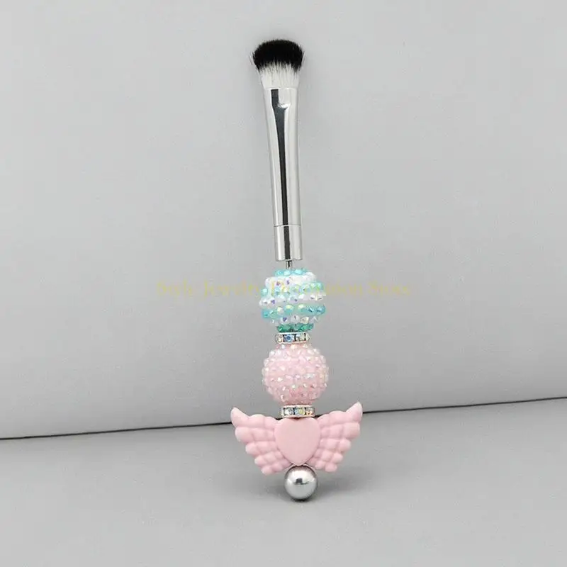 

D46E Set of 5 Beadable Makeup Brushes DIY Beaded Comestic Brush Kits for Eyeshadow Eyebrow Brush Metal Handle Beauty Tool