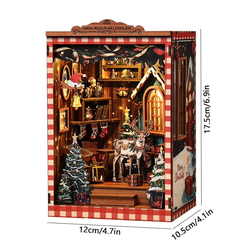 Diy 3d quebra-cabeças livro de madeira nook casa de bonecas modelo casa de boneca em miniatura com kit de móveis montar brinquedos para o miúdo presente de aniversário de natal