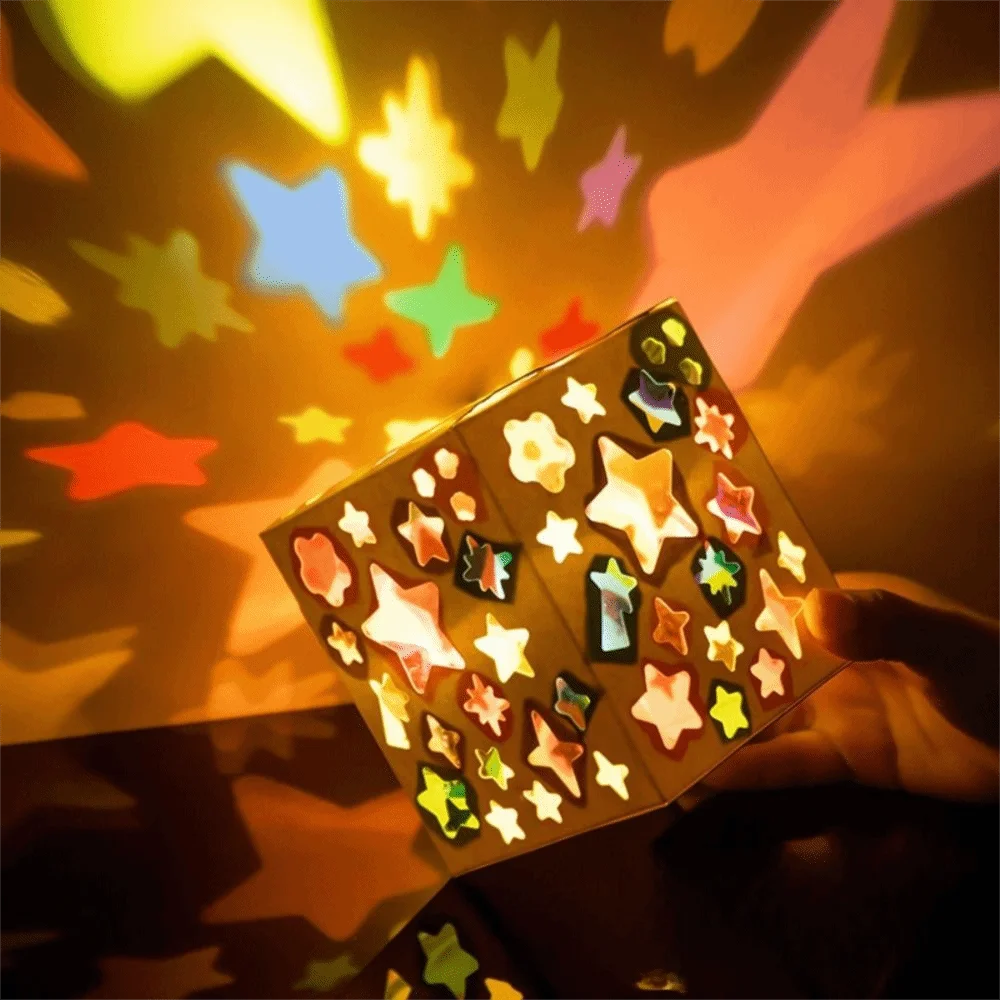 

Colorful DIY Projection Lamp Kit Glass Paper Early Educational DIY Lantern Making Kit Handmade Hanging Star Paper Lantern