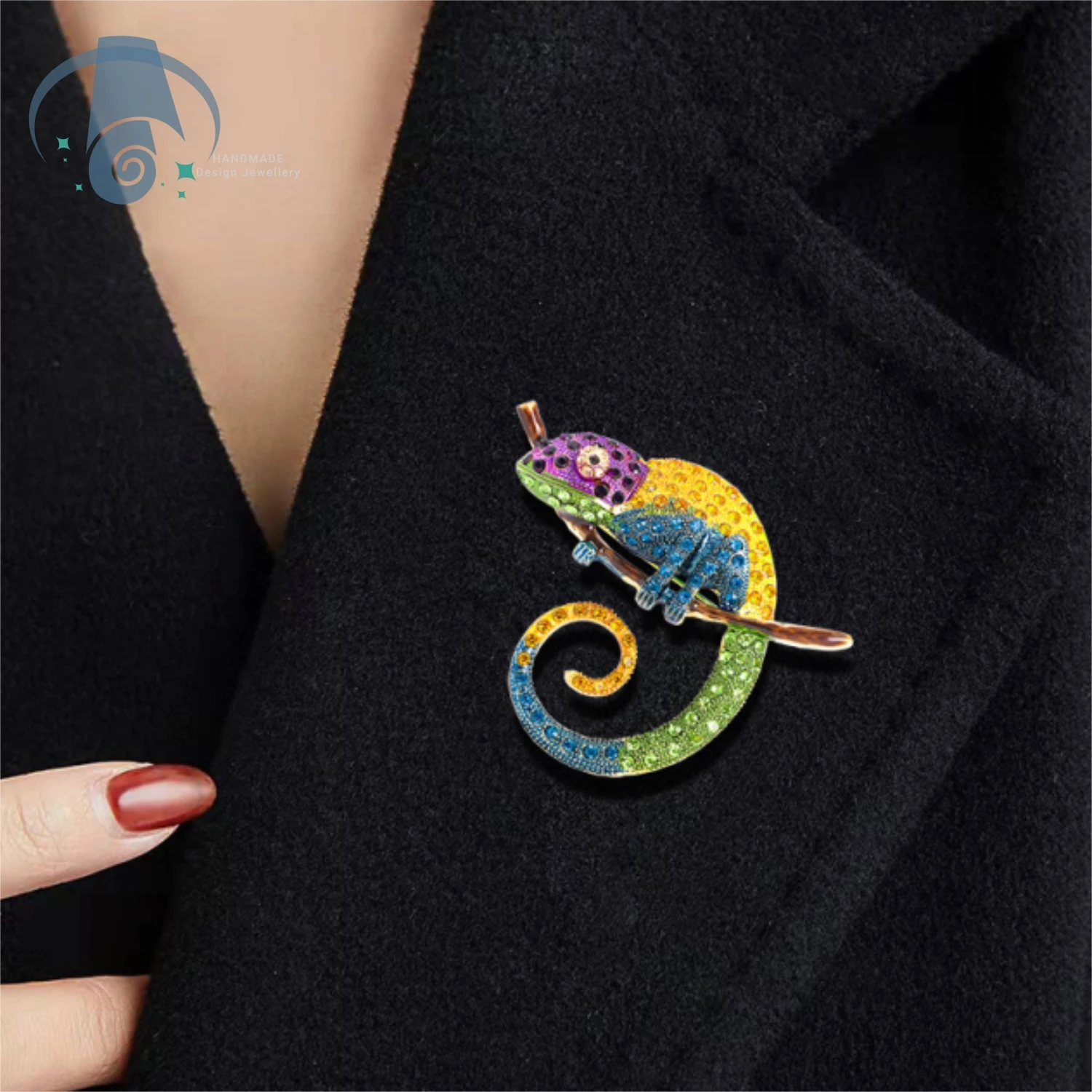 Модная брошь-хамелеон, меняющая цвет, инкрустированная стразами, универсальная булавка в виде ящерицы, элегантный женский модный аксессуар, подарок ﻿