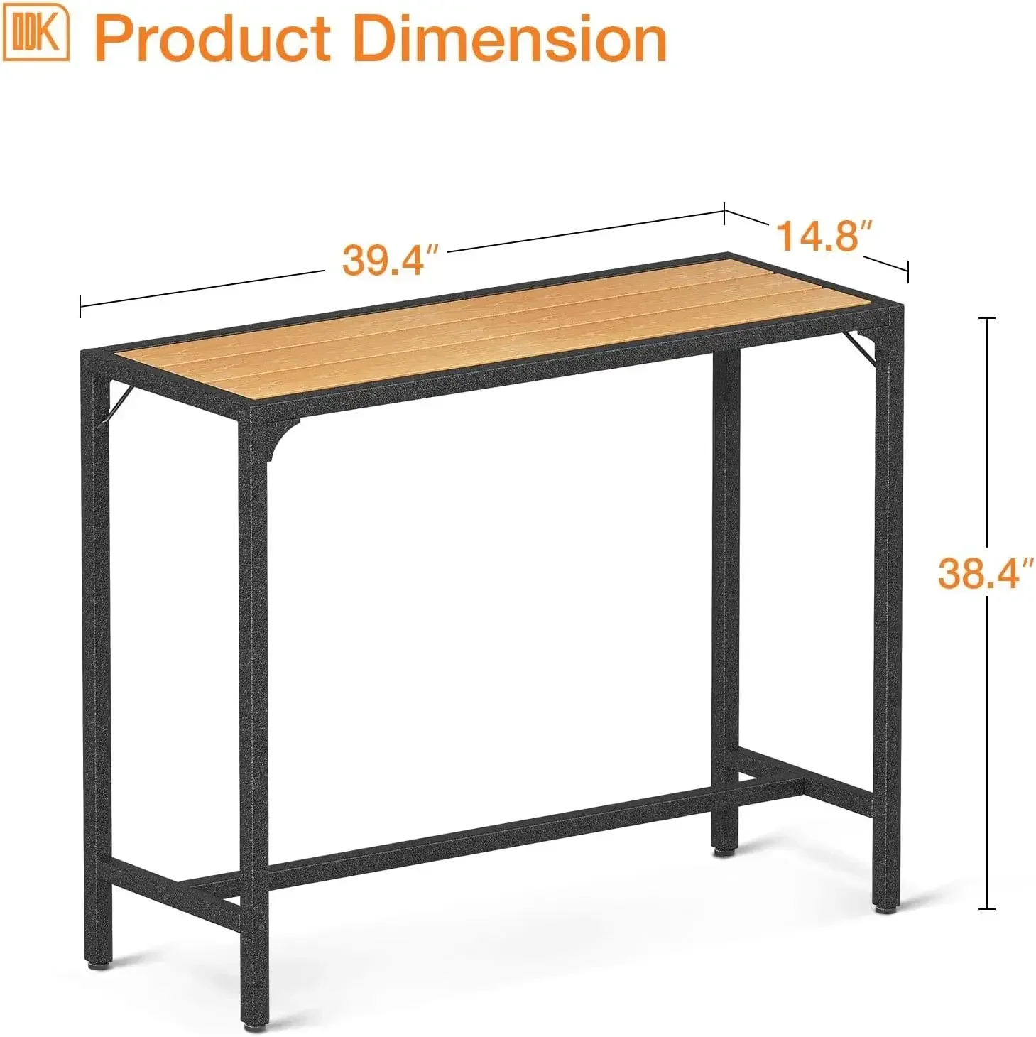 39 Inch Outdoor Bar Table, Hot Tub Table, Patio Counter Bar Height Table with Weather Resistant Waterproof Top for Garden, Yard