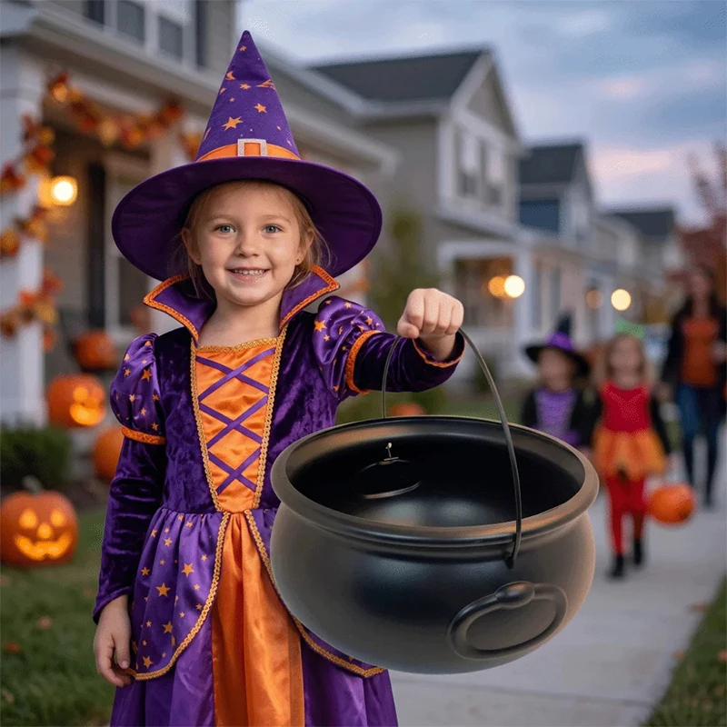 32cm Halloween Pot Black Witch Bucket Black Candy Snacks Storage Bucket Halloween Home Decoration Children's Gift 2026