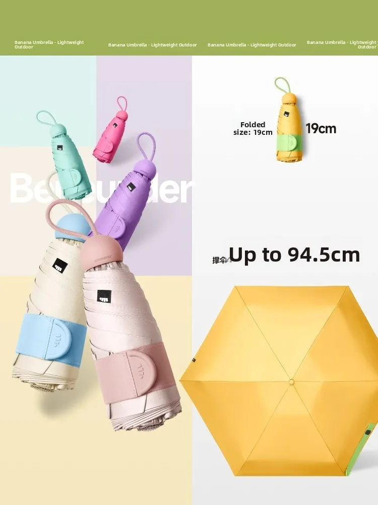 

Portable Capsule Sun Umbrella Women's Uv Protection Rain And Sun Dual Use Banana Leaf Compact Sunshade Umbrella for Summer