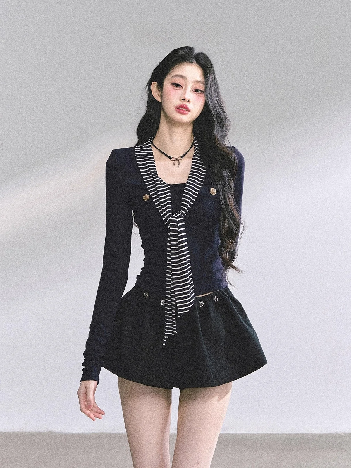 

Женская футболка AOMALM в полоску, удлиненная, в американском стиле, повседневная, с широкими плечами, стандартный крой, осенний дизайн