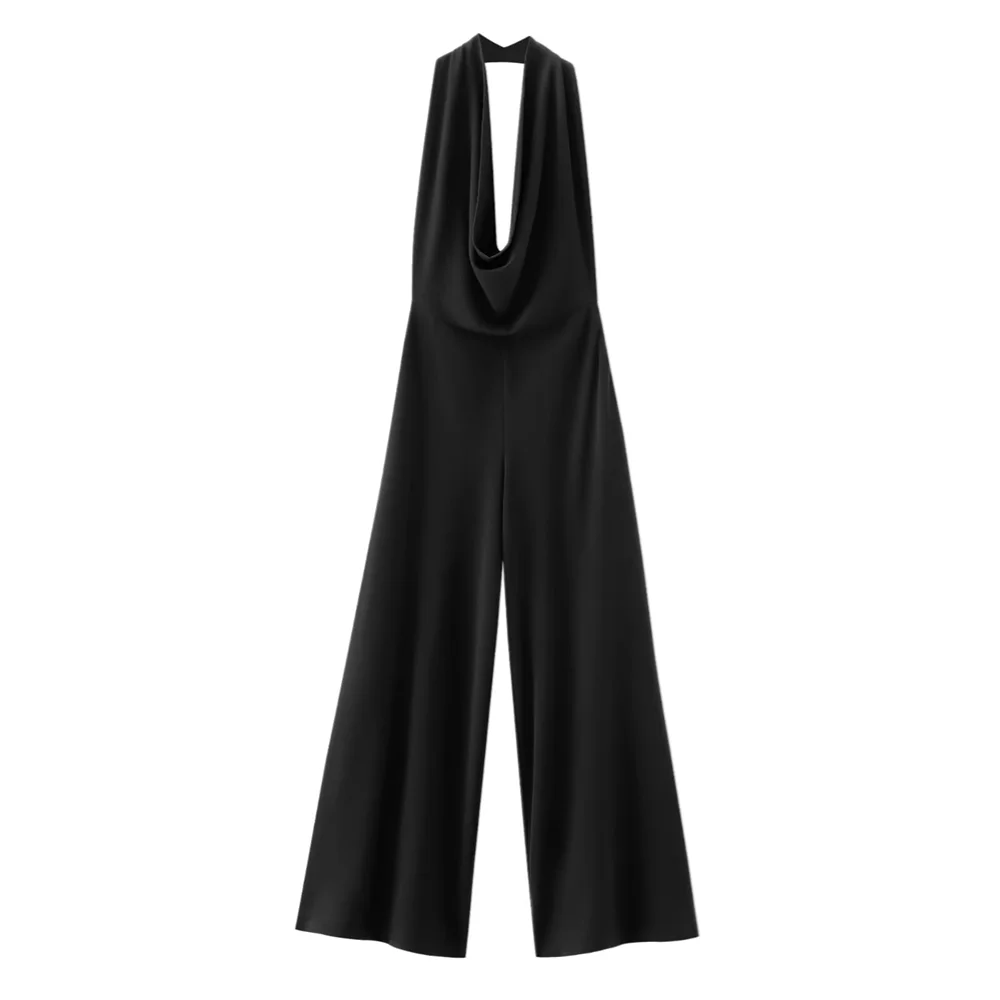 PB&ZA 2024 Summer New Women\'s Fashionable and Stylish Style Slim Fit Versatile V-neck Hanging Neck jumpsuit