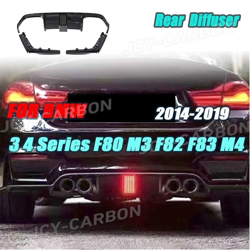 

For BMW 3 Series 4 Series F80 M3 F82 F83 M4 2014-2019 GlossBlack Rear Bumper Diffuser Lip Side Flaps Splitters Car Body Kit