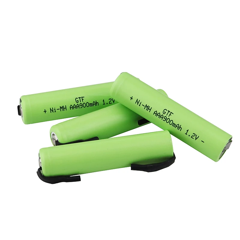 GTF 1.2V AAA rechargeable battery 900mah nimh cell Green shell with welding tabs for Philips electric shaver razor toothbrush