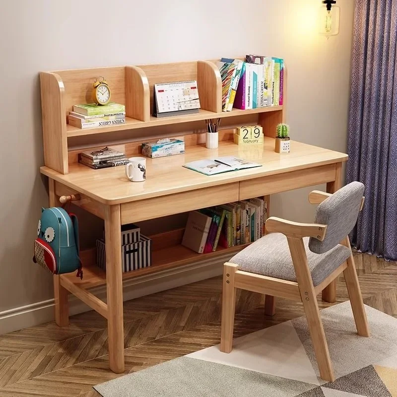 All solid wood book simple desk, desk study table, modern Nordic style study chair