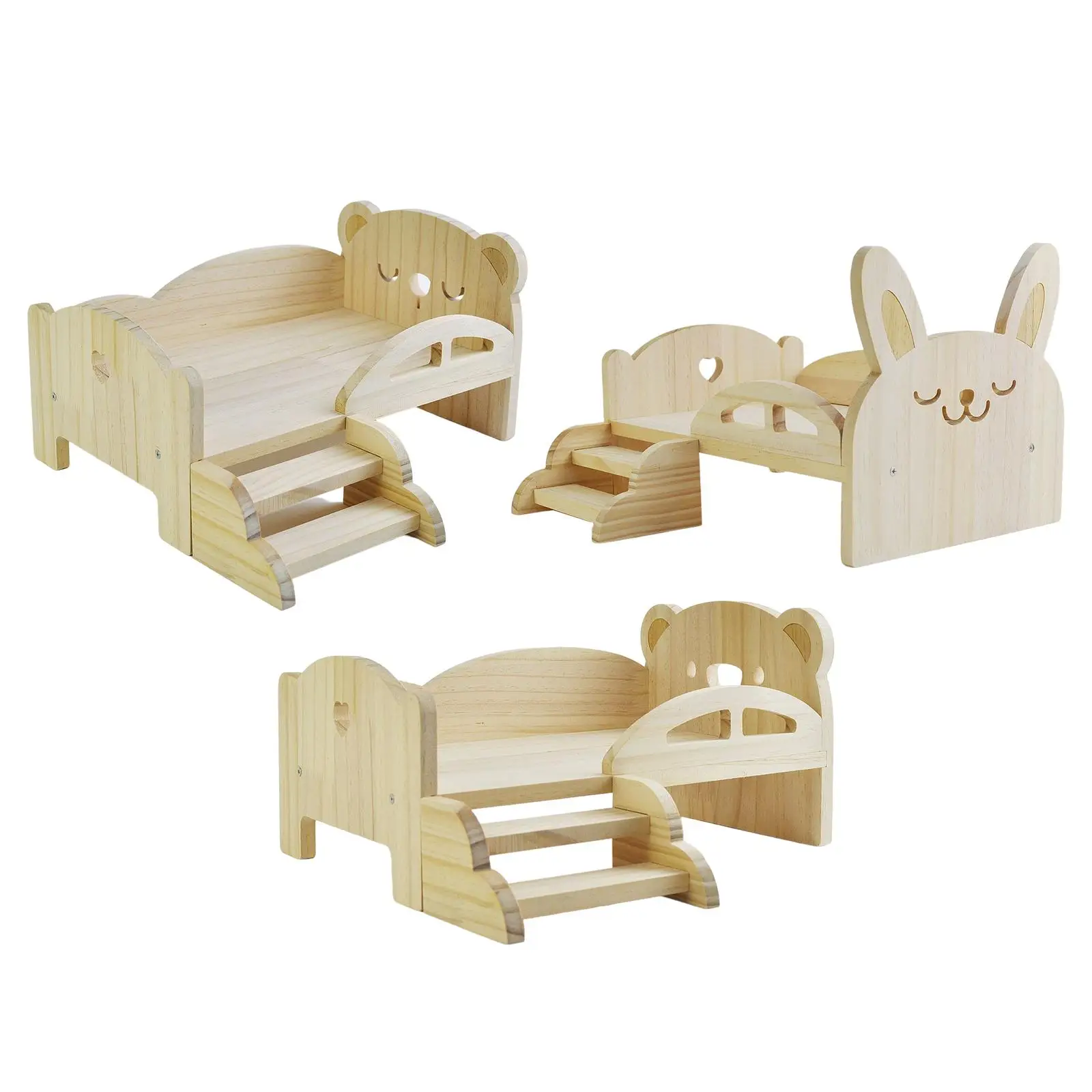 Doll Miniature Bed with Stairs 30cm Dolls Furniture Set Accessories