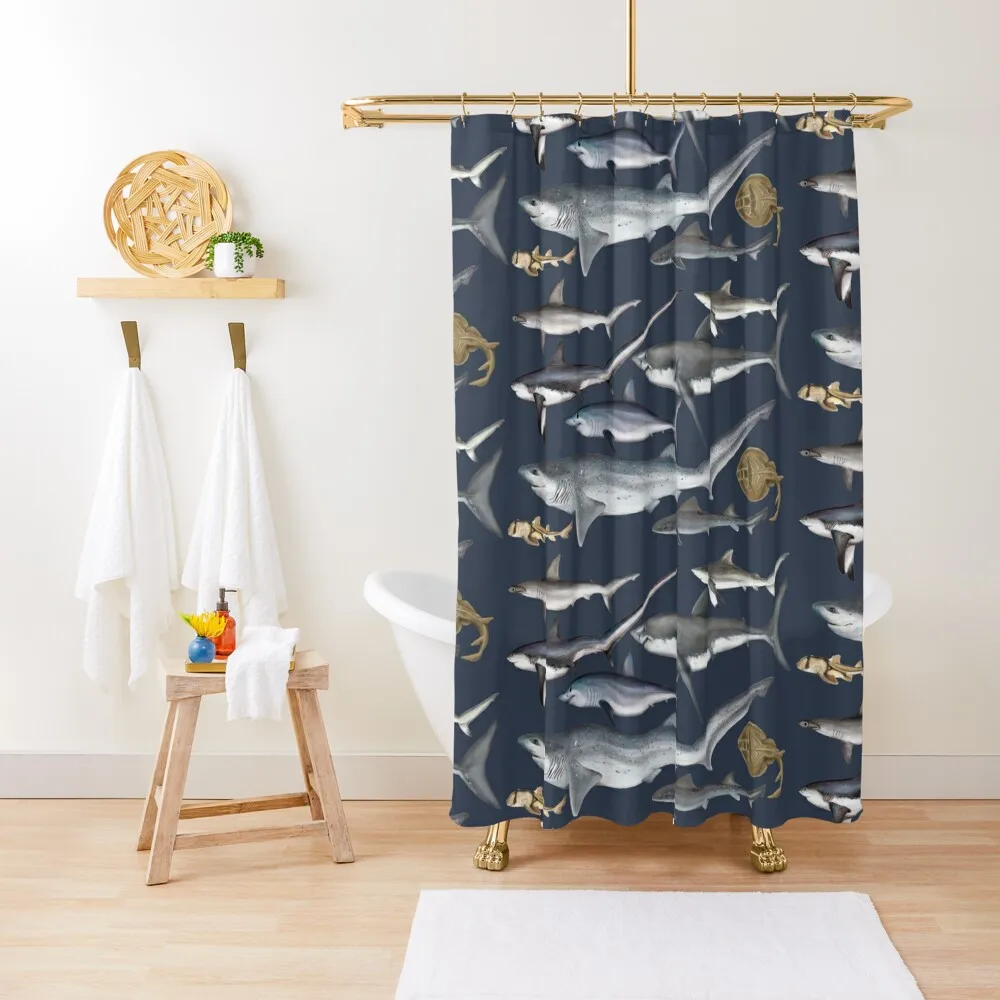 

Sharks, sharks, eveywhere sharks Shower Curtain Toilet Accessories Bathroom Waterproof Fabric Bathroom Curtain