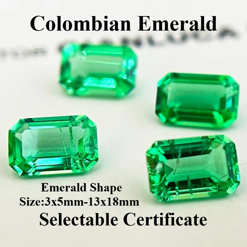 Lab Grown Columbian Emeralds Hydrothermal Emerald Shape Hand Cut Gemstone for Jewelry Making Materials Selectable Certificate