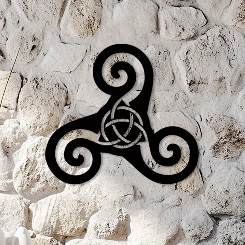 CIFbuy Metal Wall Art Vintage Celtic Triskelion Iron Decor Rustproof Weatherproof For Study Library Hanging Sign