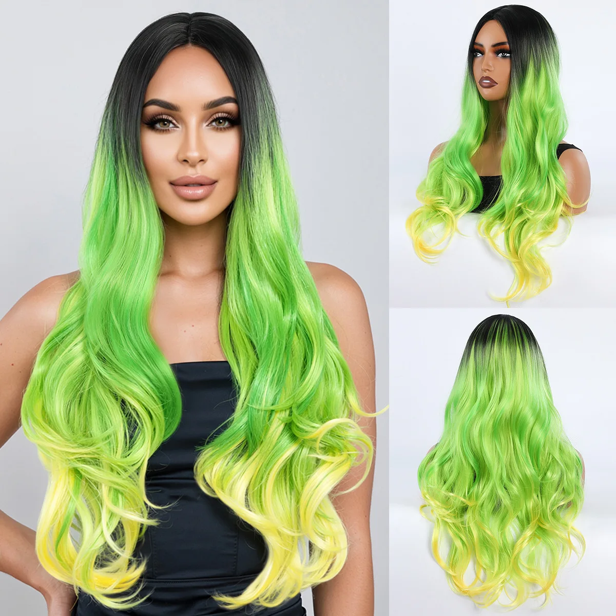 European and American wigs, big waves, long curls, Halloween performance, colorful wigs