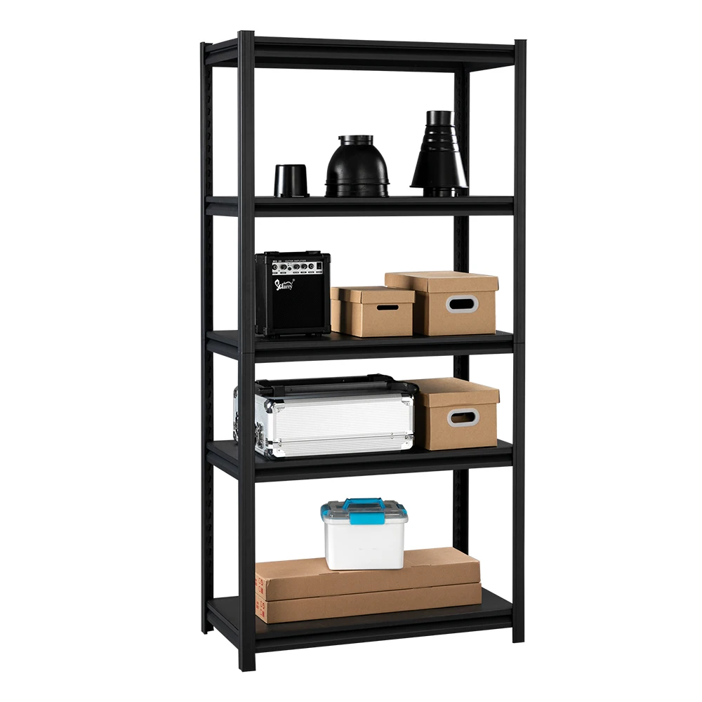 (90 x 45 x 183)cm  Heavy Duty Steel Frame 5-Tier Organizer with Adjustable Shelves Matt black Storage Rack  Organize Shelf