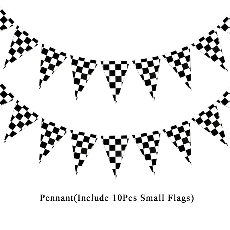 Racing Car Party Decor Racetrack Running Tablecloth Checkered Racing Pennant Banner Checked Race Flags Checked Birthday Party
