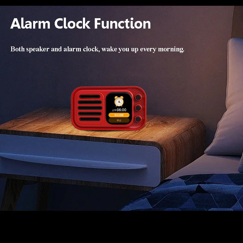 Hifi Wireless Music Bluetooth Speakers Retro Portable Touch Screen FM Radio Card Subwoofer with Lyrics Display Alarm Clock Audio