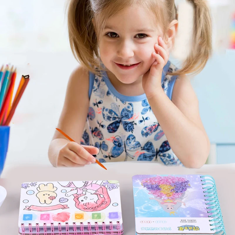 Children DIY Painting Sticker Craft Toys Kids Art Girls Poking Painting Princess Handmade Educational Magical Children Gifts