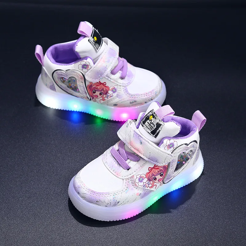 Zapatos con luz LED para niños de 1 a 6 años, zapatillas deportivas para niñas, zapatos informales de suela suave para caminar para bebés