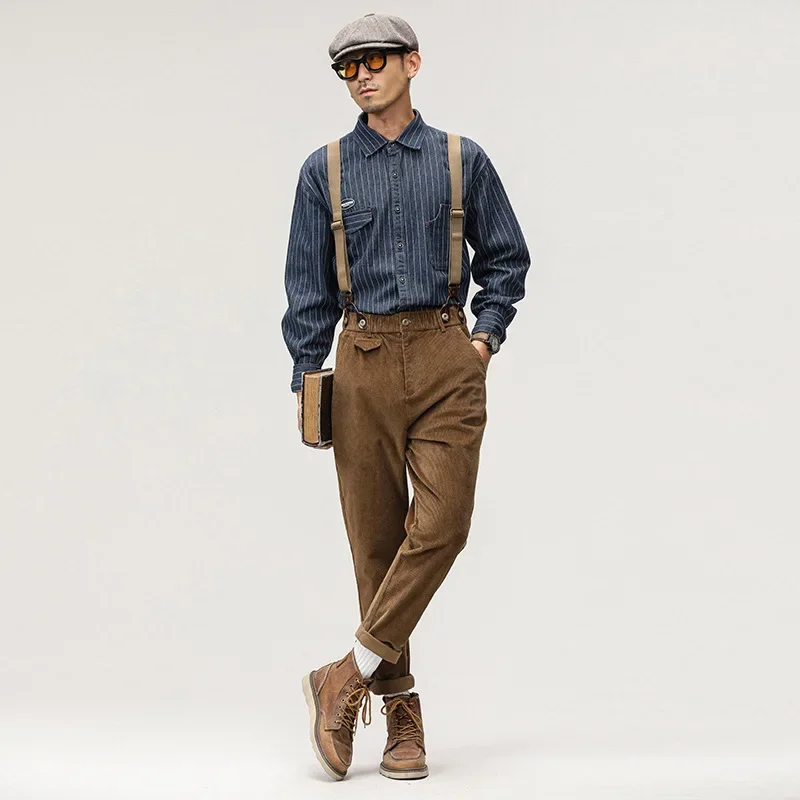 

Mens Rompers Autumn and Winter Corduroy Strap Pants Men Vintage Sling One Piece Casual Long Pants Overalls for Men