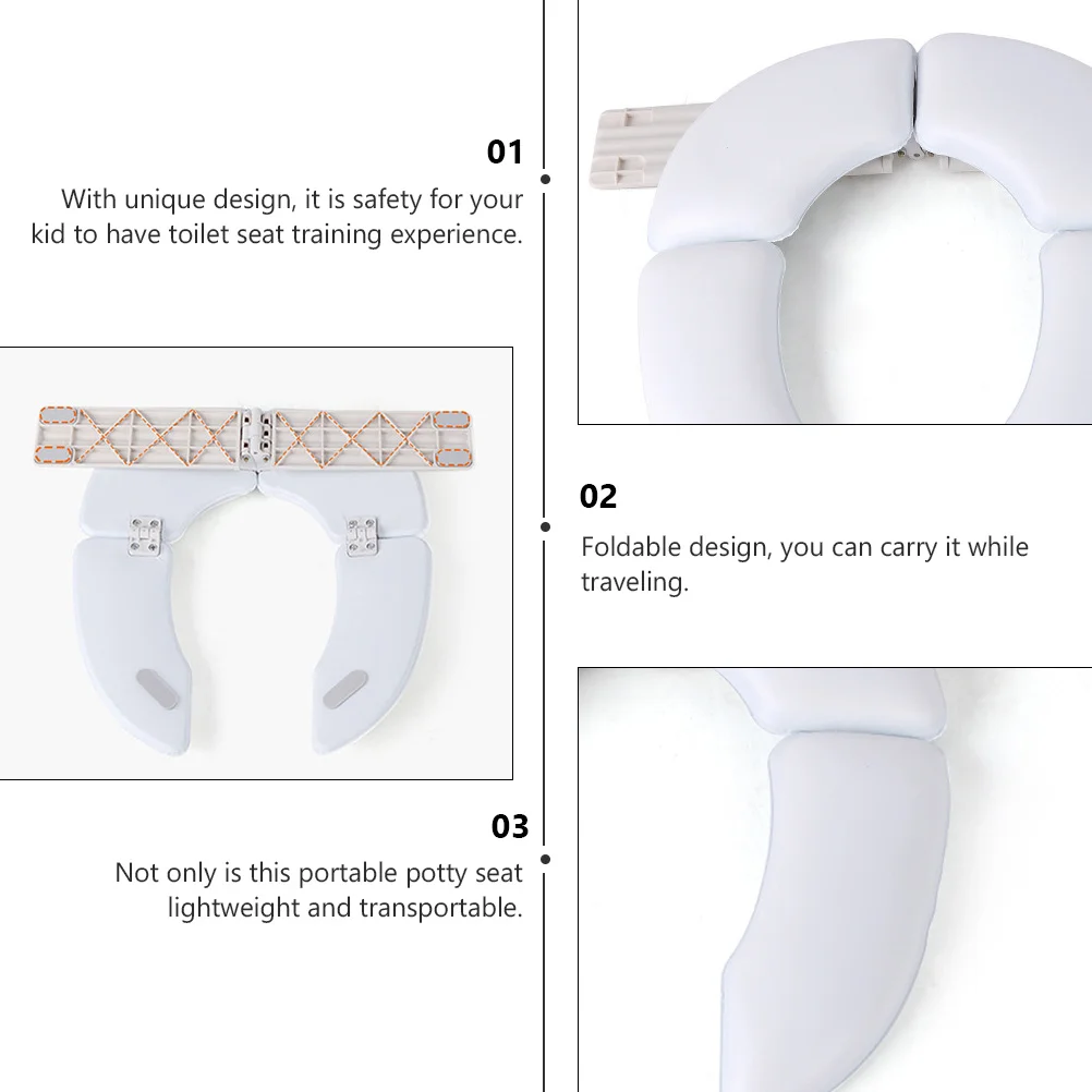

Children's Toilet Potty Pad White Portable Foldable Travel Baby Seat Ring Toilet Training Seat Safe Lightweight Kids