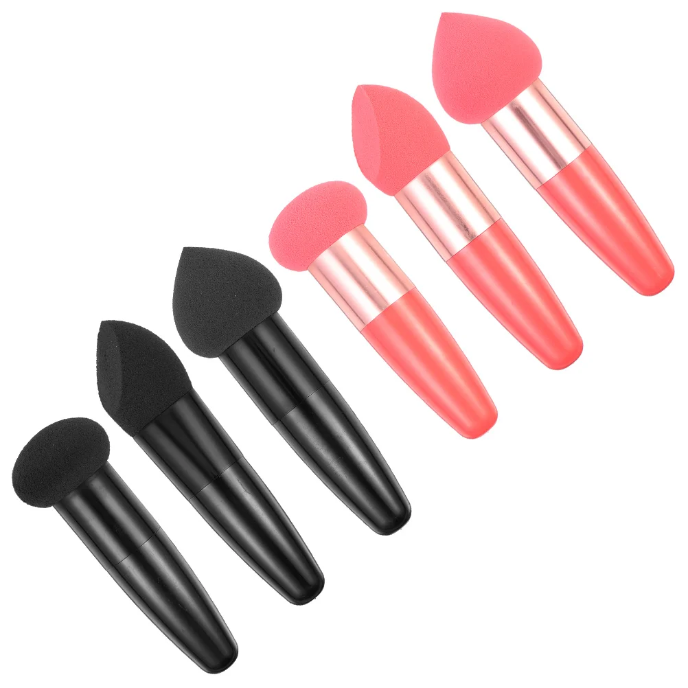6 uds herramientas de bolígrafo esponjas de maquillaje lavables suaves esponjas de maquillaje portátiles licuadora de base cosméticos de mano portátiles