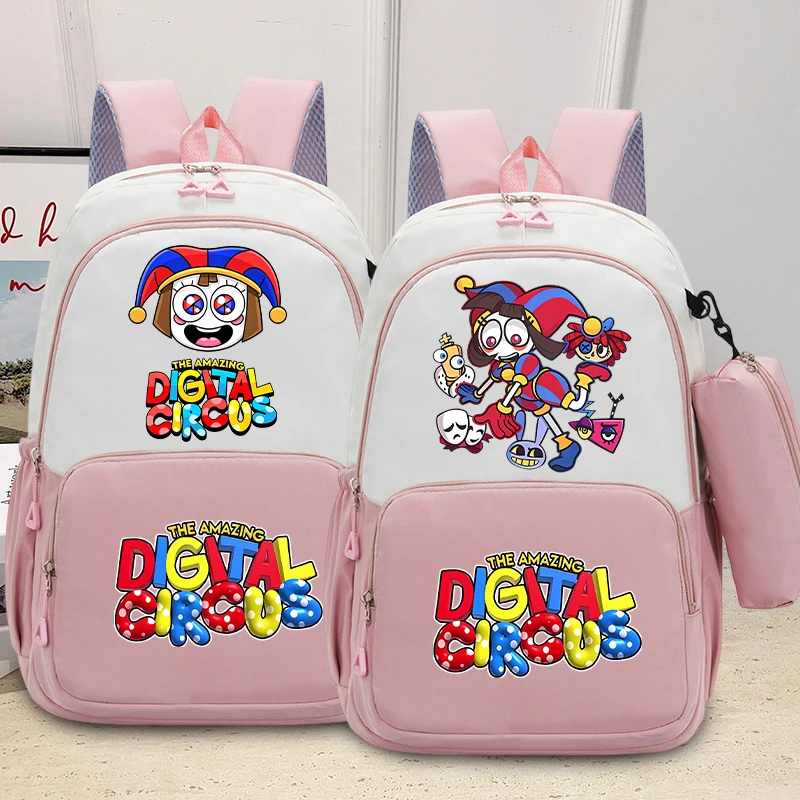 The Amazing Digitals Circus Large Capacity Backpacks with Pencil Case Anime Printed Schoolbag Students Book Stationery Backpack