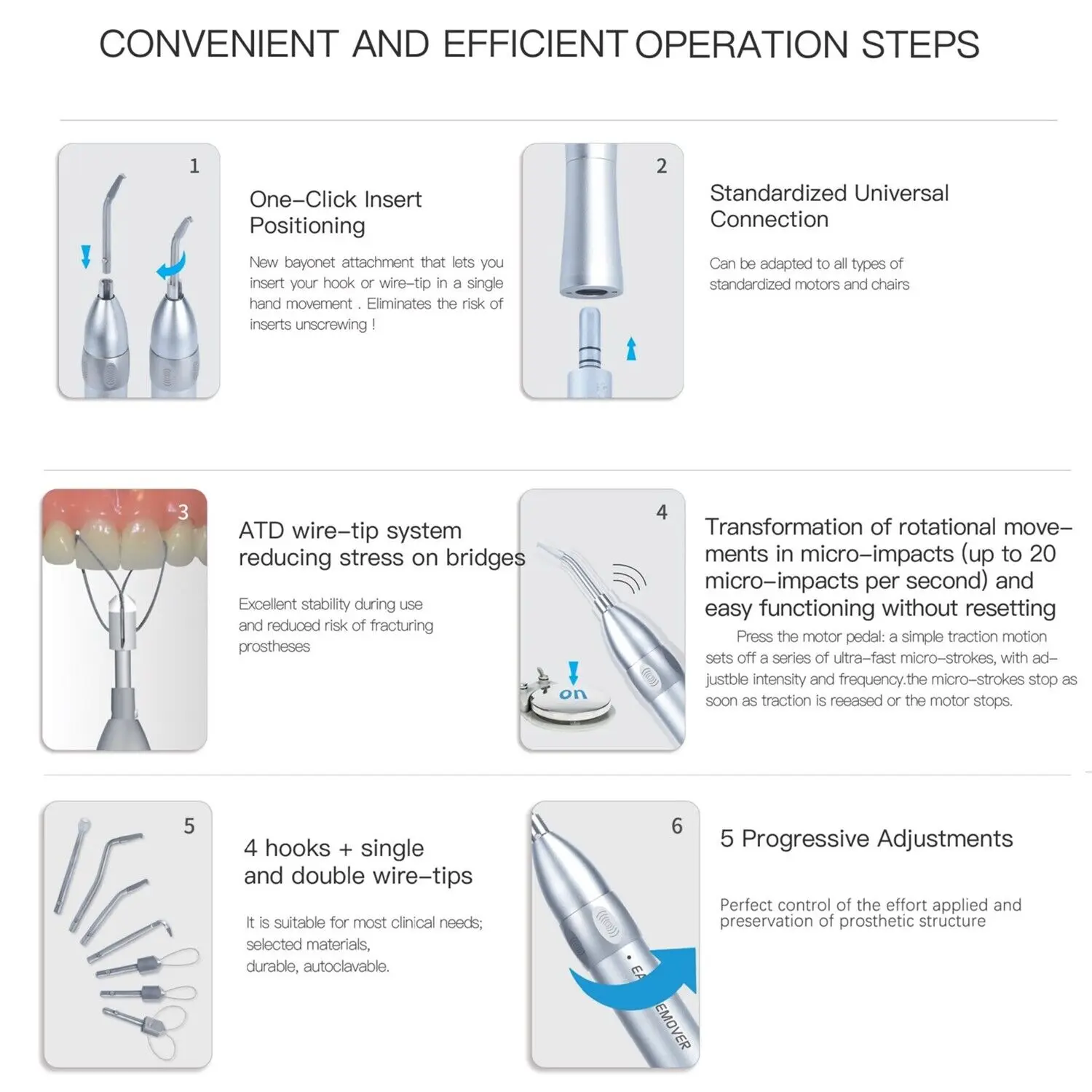 Sistema de extracción automática de corona y puente Dental, herramientas de odontología fáciles de quitar, se adapta a todos los motores eléctricos y de aire para corona