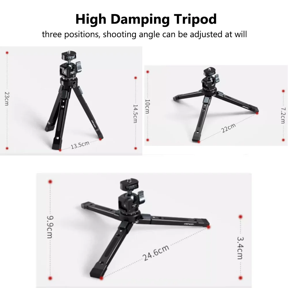 2024 Upgrade Aluminum Tripod with 360 Ball Head & Cold Shoe Selfie Stick Tabletop Tripod for Camera Phone Mic Light Magic Arm