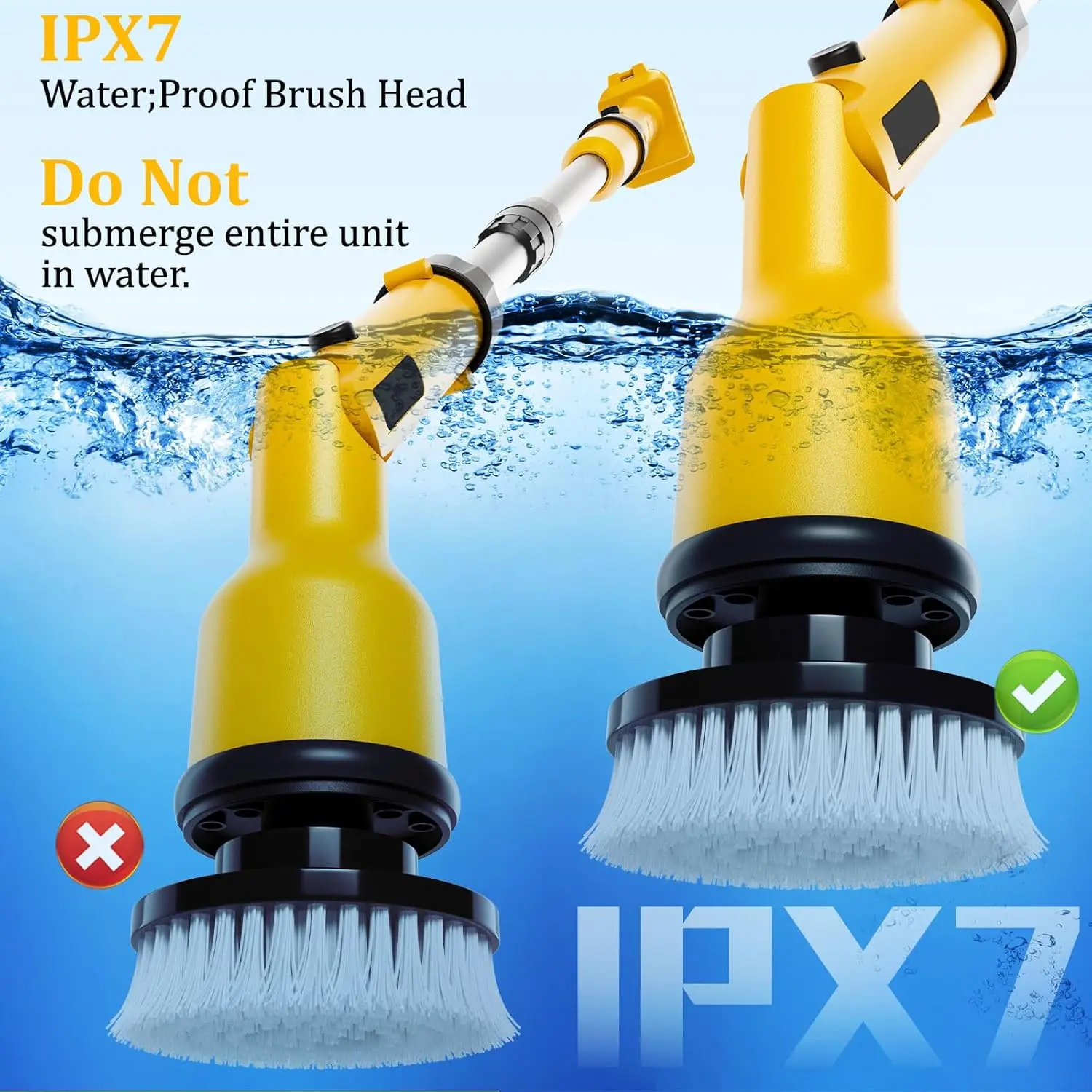 Lavapavimenti elettrico compatibile con batteria Dewalt 20V 60V (senza batteria), spazzola per pulizia a batteria da 1000 giri/min con 8 spazzole Hea